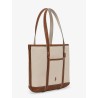 Canvas shoulder bag with embroidered logo on the front