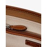 Canvas shoulder bag with embroidered logo on the front