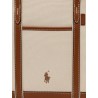 Canvas shoulder bag with embroidered logo on the front
