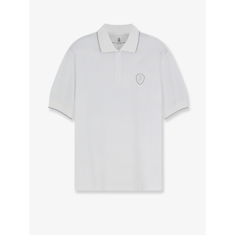 Technical fabric polo shirt with embroidered logo on the front