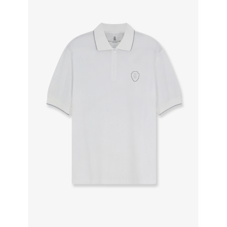 Technical fabric polo shirt with embroidered logo on the front
