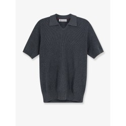 Cotton polo shirt with ribbed knit