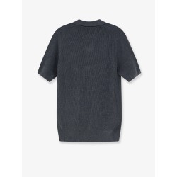 Cotton polo shirt with ribbed knit