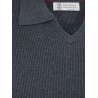 Cotton polo shirt with ribbed knit