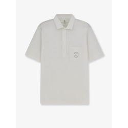 Virgin wool polo shirt with front logo patch