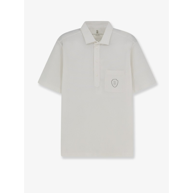 Virgin wool polo shirt with front logo patch