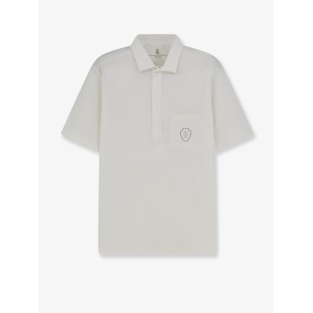 Virgin wool polo shirt with front logo patch