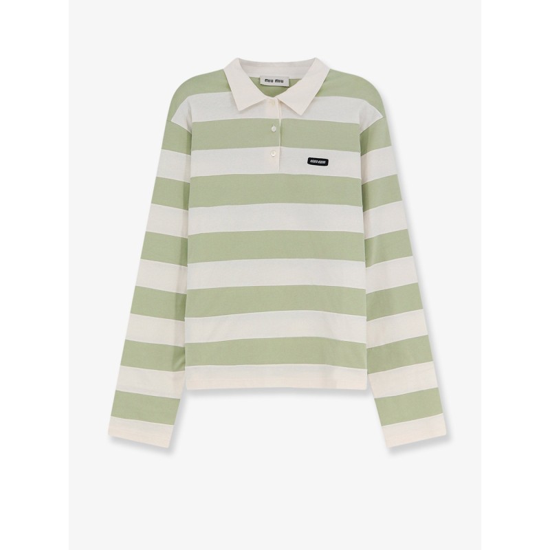 Cotton polo shirt with striped pattern