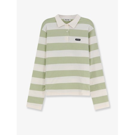 Cotton polo shirt with striped pattern