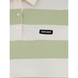 Cotton polo shirt with striped pattern