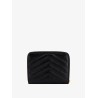 Quilted leather wallet with metal Cassandre logo