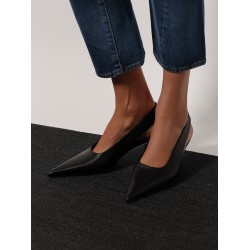 Leather décolleté slingbacks