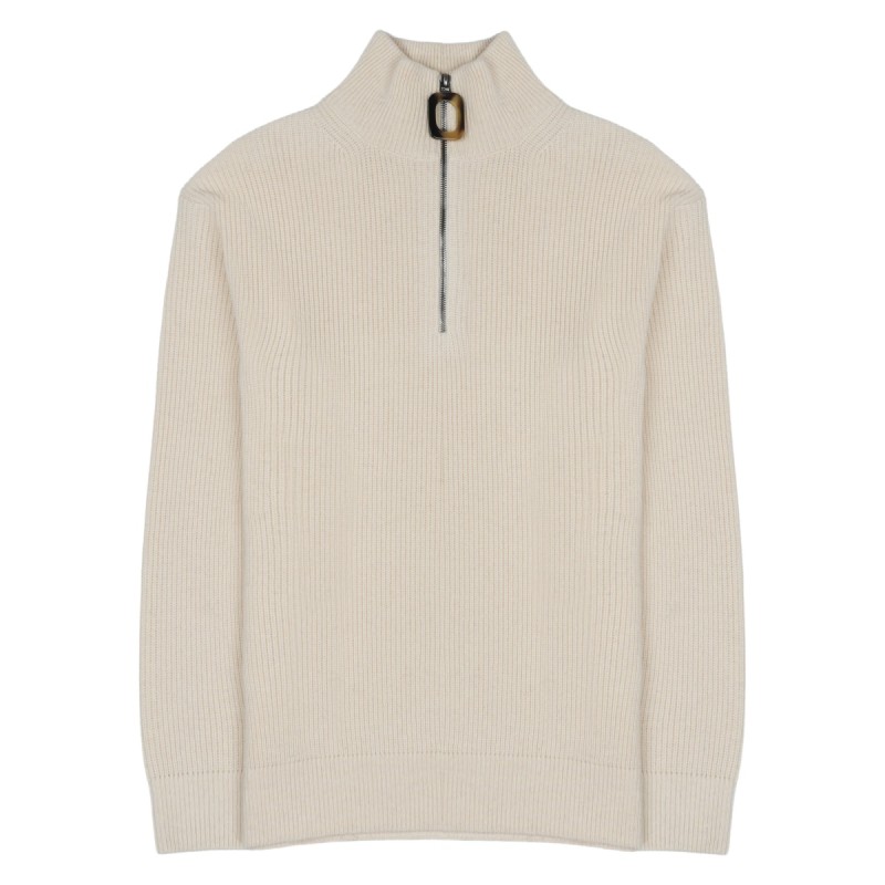 MAGLIA IN LANA E COTONE CON ZIP