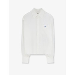Cropped denim shirt with front embroidered logo