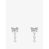 Crystal Bow Pearl Droplet Earrings
