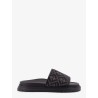Low leather sandals with FF jacquard insert