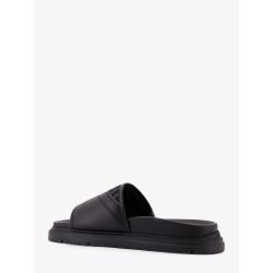 Low leather sandals with FF jacquard insert