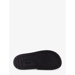 Low leather sandals with FF jacquard insert