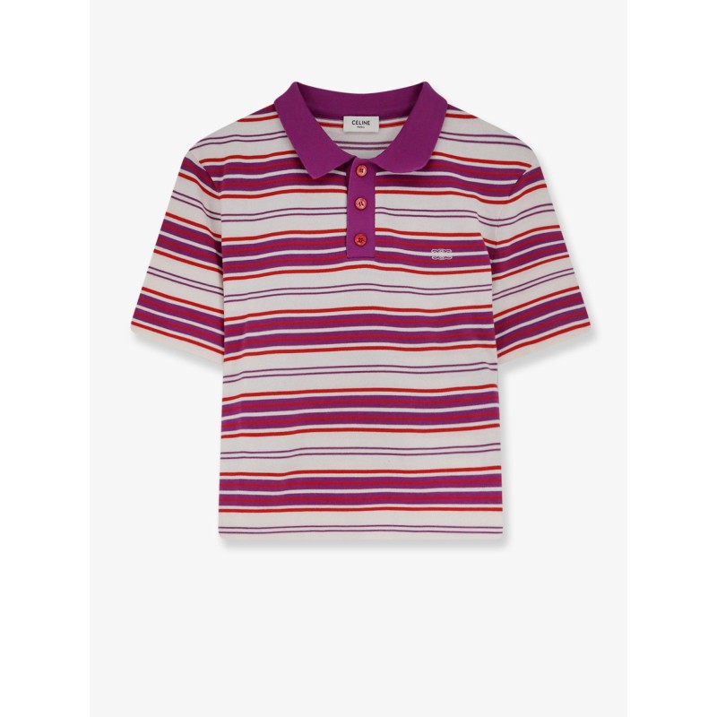 Cotton polo shirt with striped pattern
