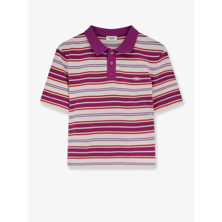 Cotton polo shirt with striped pattern