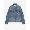 Blue denim jacket with distressed effect