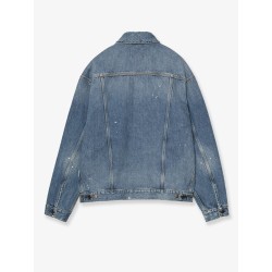 Blue denim jacket with distressed effect