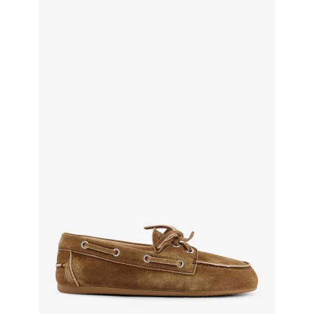 Suede loafers with embroidered logo