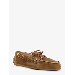 Suede loafers with embroidered logo