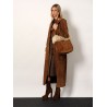 Suede shoulder bag with shearling profile