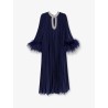 Chiffon long dress with ostrich feathers