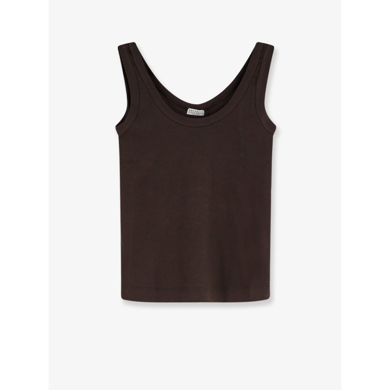 Cotton blend tank top with back monili detail
