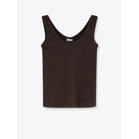 Cotton blend tank top with back monili detail