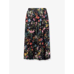 Silk midi skirt with floral print