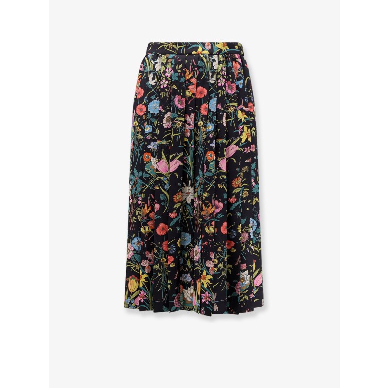 Silk midi skirt with floral print