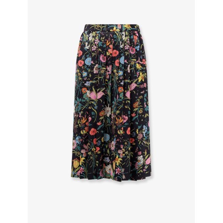 Silk midi skirt with floral print