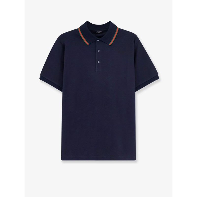 Cotton polo with Nastro Web detail on the collar