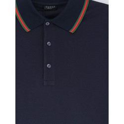 Cotton polo with Nastro Web detail on the collar