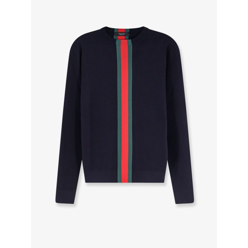 Cotton sweater with Nastro Web inlay