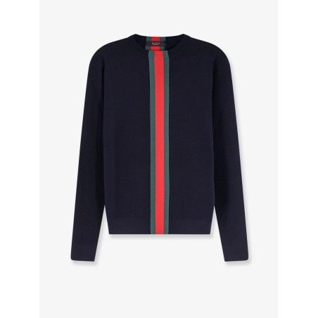 Cotton sweater with Nastro Web inlay
