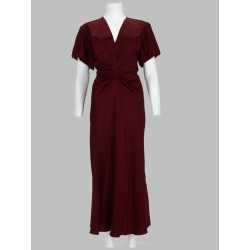 ABITO MIDI CON DRAPPEGGIO E SCOLLO A V