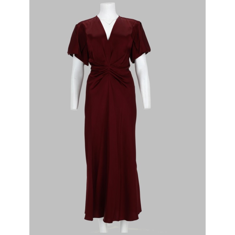 ABITO MIDI CON DRAPPEGGIO E SCOLLO A V