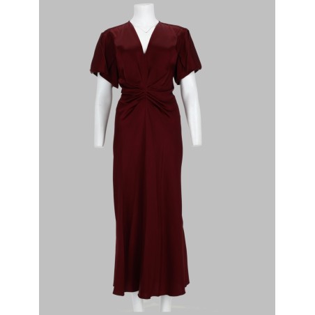 ABITO MIDI CON DRAPPEGGIO E SCOLLO A V