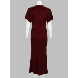 ABITO MIDI CON DRAPPEGGIO E SCOLLO A V