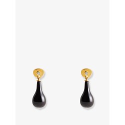 Onyx drops brass earrings