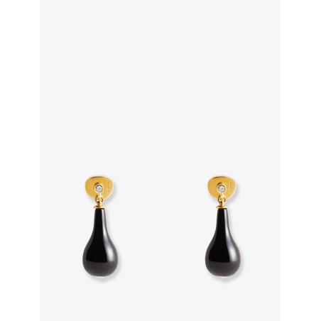 Onyx drops brass earrings