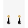 Onyx drops brass earrings