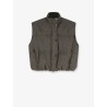 Sleeveless effect twill-denim down jacket