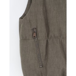 Sleeveless effect twill-denim down jacket