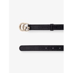 Leather belt with all-over GG logo
