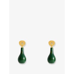 Jade Drops Brass Earrings